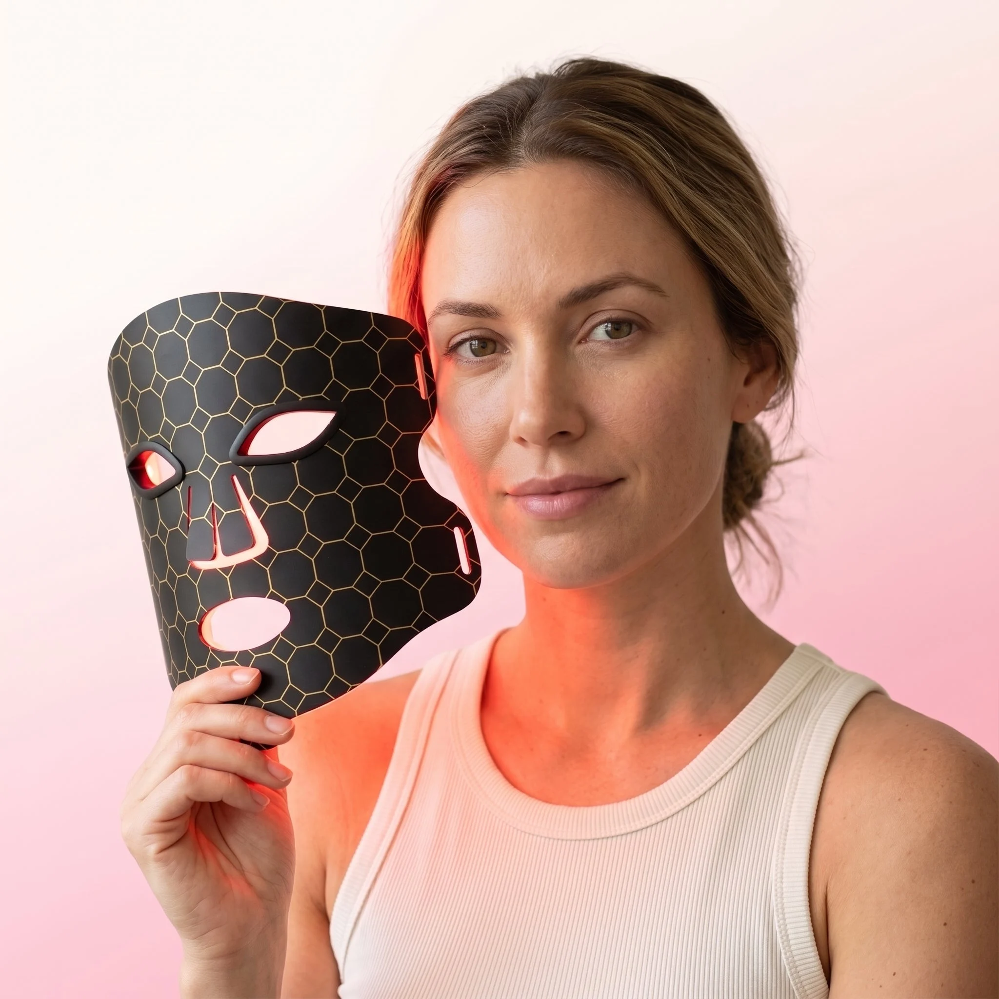 Rosune Lumina Pro LED mask glowing red