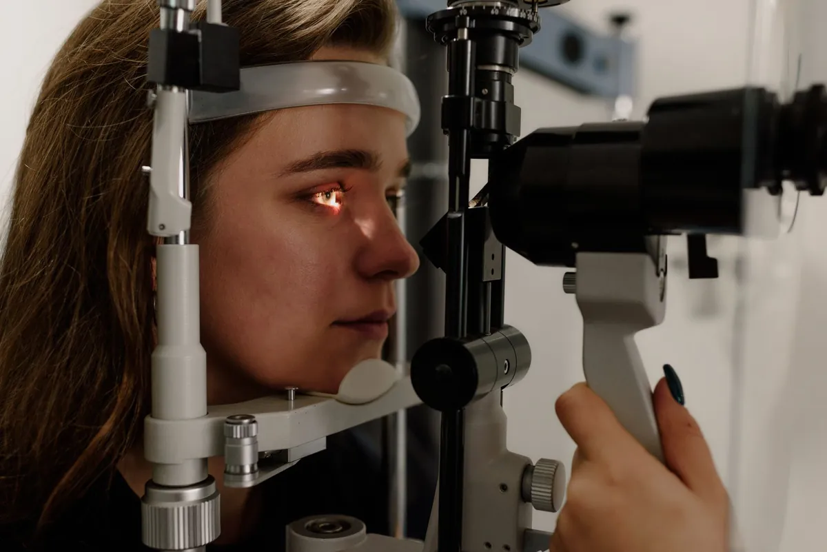 Patient having an eye examination with an ophthalmologist
